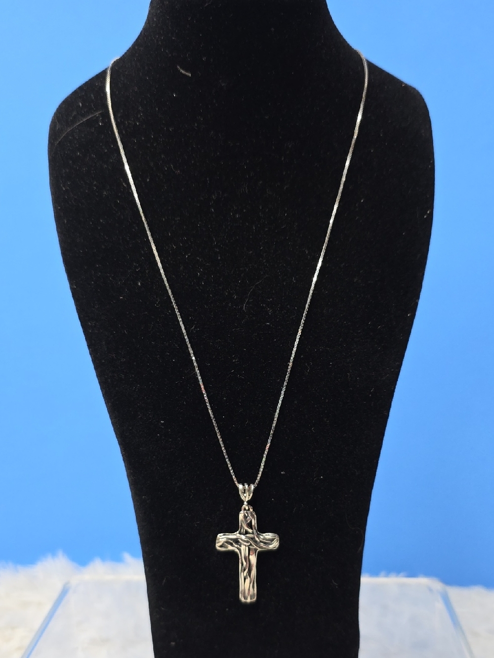 Israel PZ Sterling Silver Rustic Cross Necklace